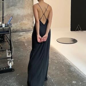 Local European RAW EDGE SATIN CAMI DRESS